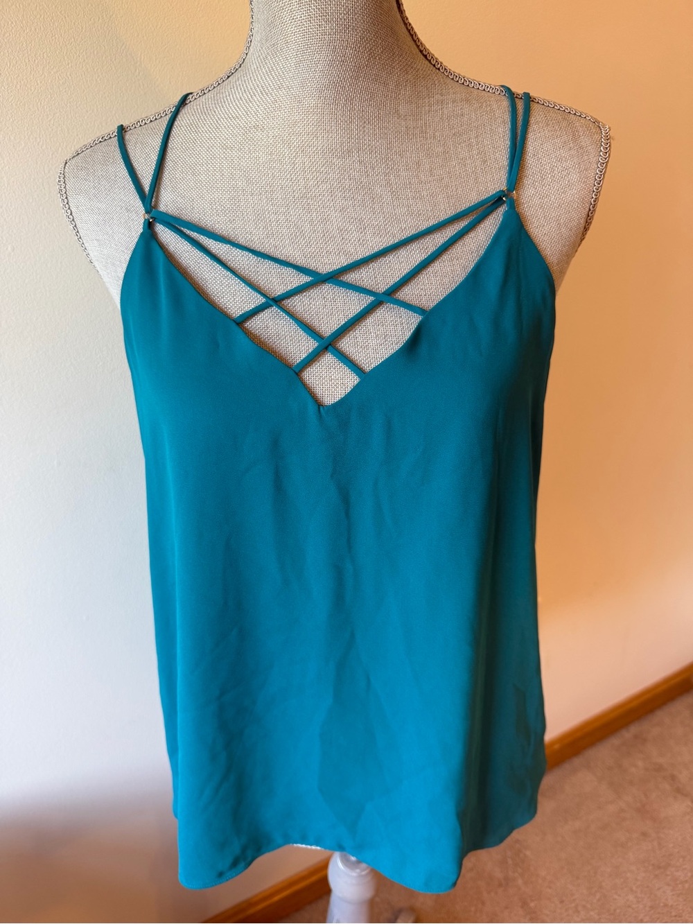 Express Teal Strappy Crisscross Camisole